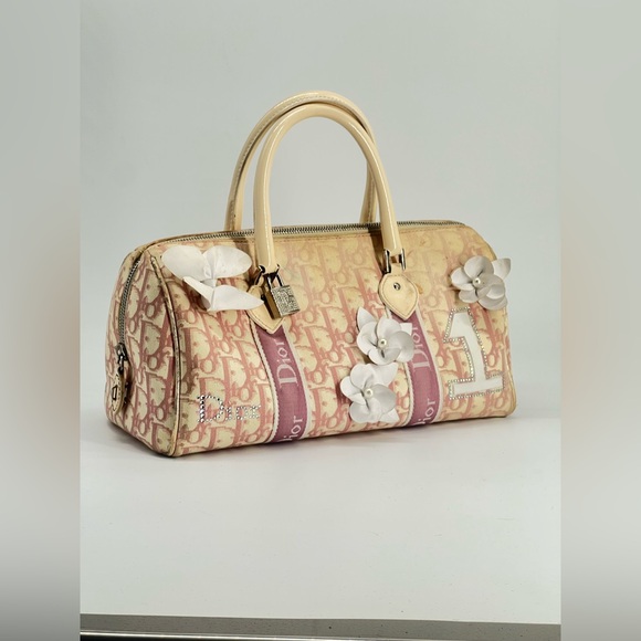 Dior Handbags - Christian Dior Girly Boston Bag Featuring The Diorissimo Canvas Pattern Bag